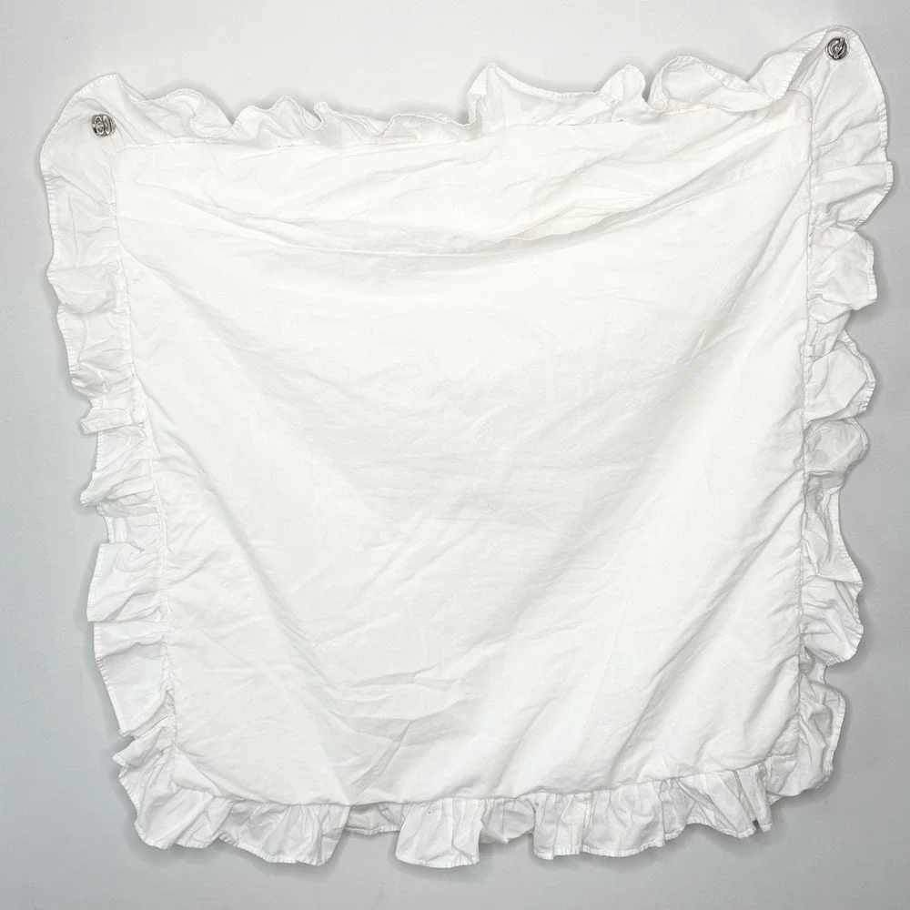 Pottery Barn Queen Duvet Set Embroidered Floral Ruffle 2 Euro Pillow Shams